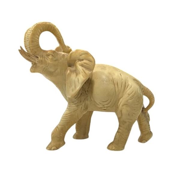 Vintage Large Heavy Resin Elephant Statue - 10” Tall - Trunk Up - Picture 1 of 11